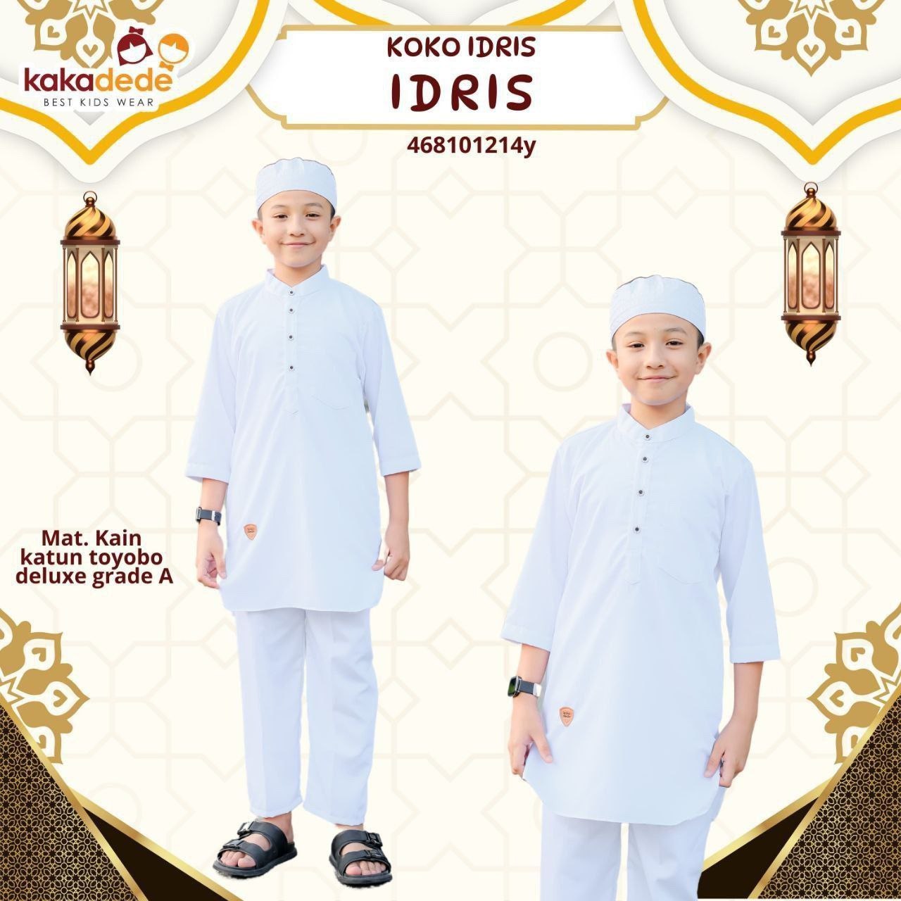 KD 198.1 IDRIS SET KOKO KURTA PUTIH BY KAKADEDE
