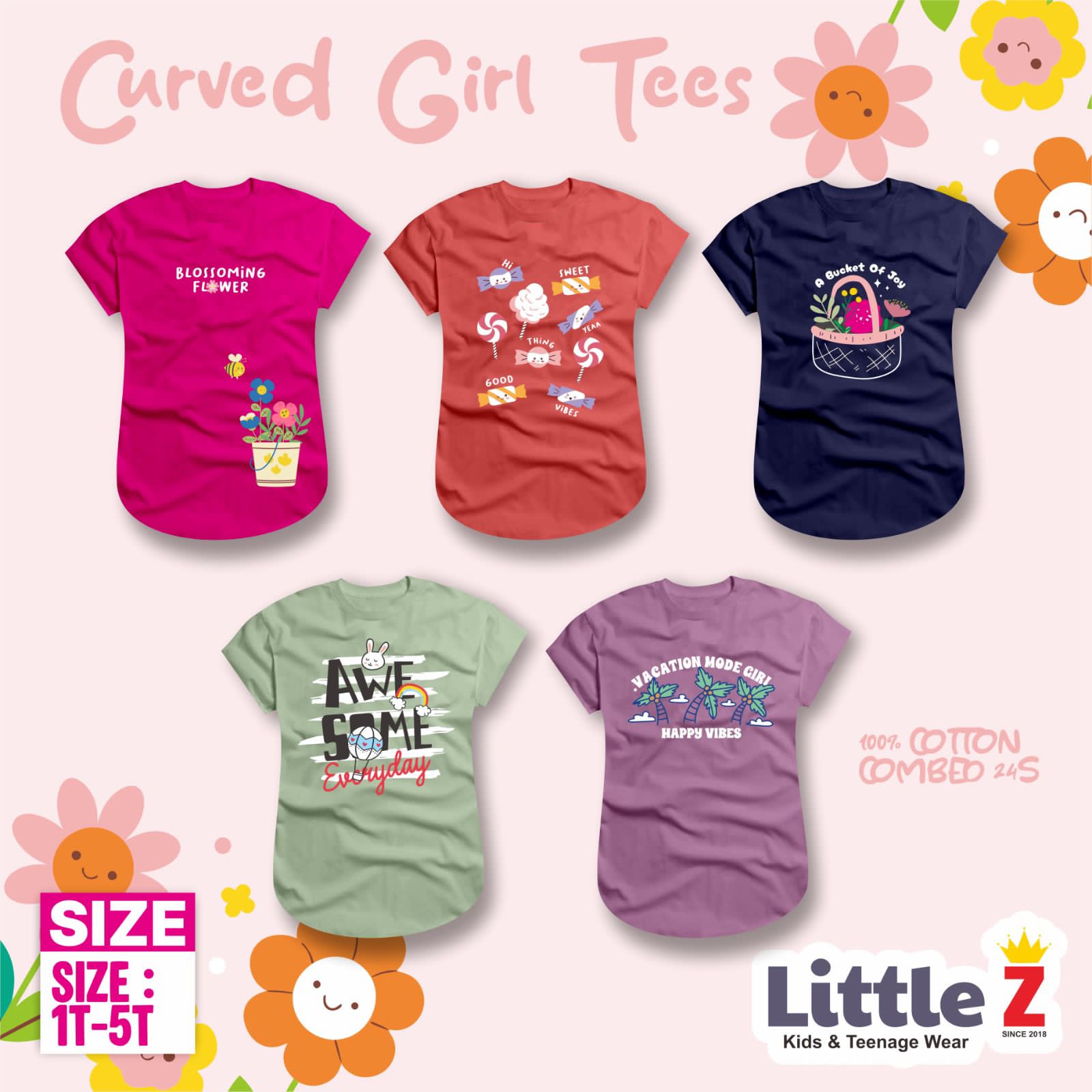 LZ 64.5 ORANGE CURVED GIRL TEES BY LITTLE Z