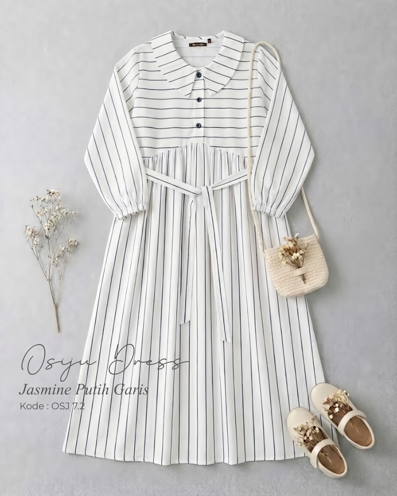 OSJ 7.2 SB GAMIS JASMINE PUTIH GARIS BY OSIJU CQ