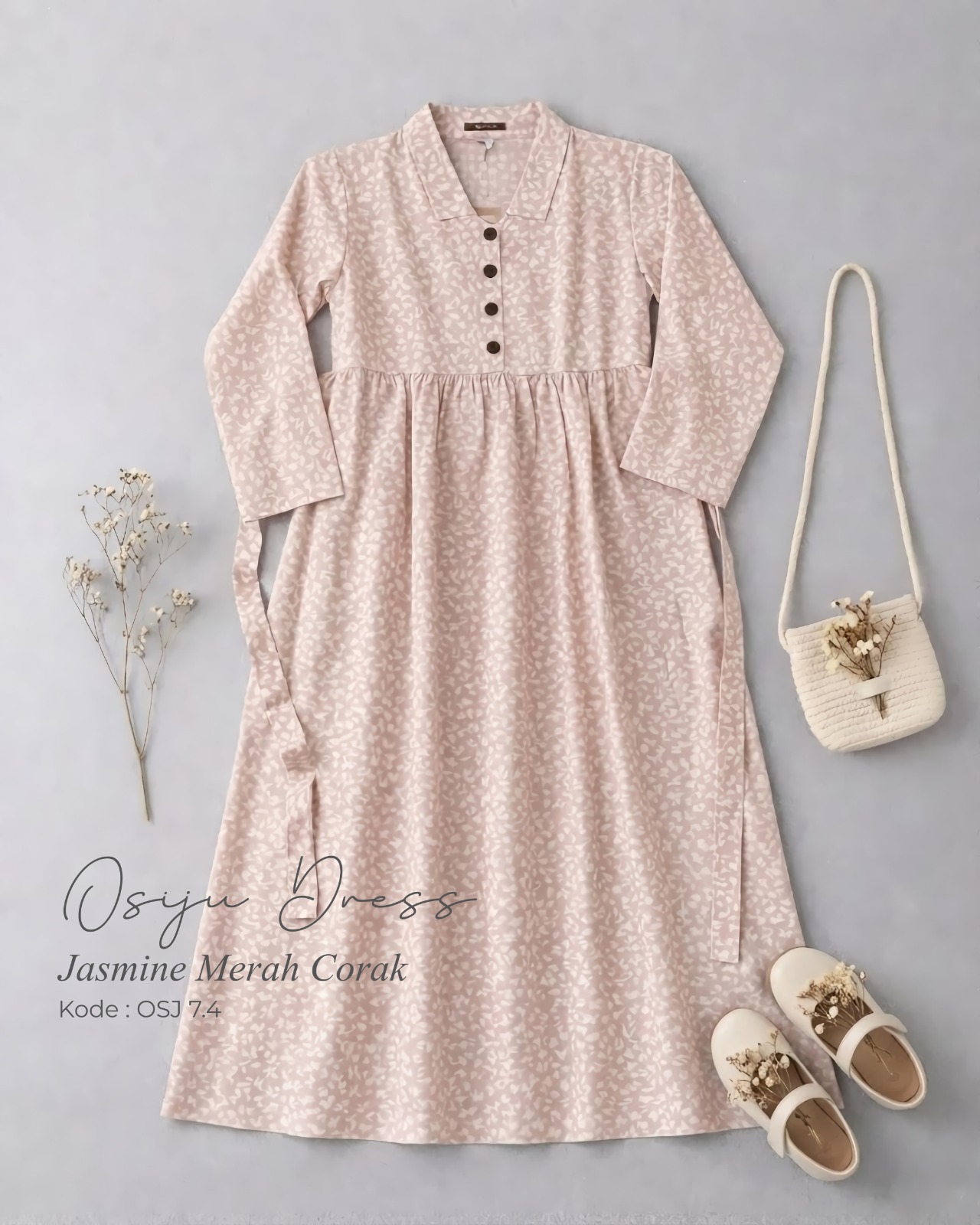 OSJ 7.4 SB GAMIS JASMINE MERAH CORAK BY OSIJU CQ