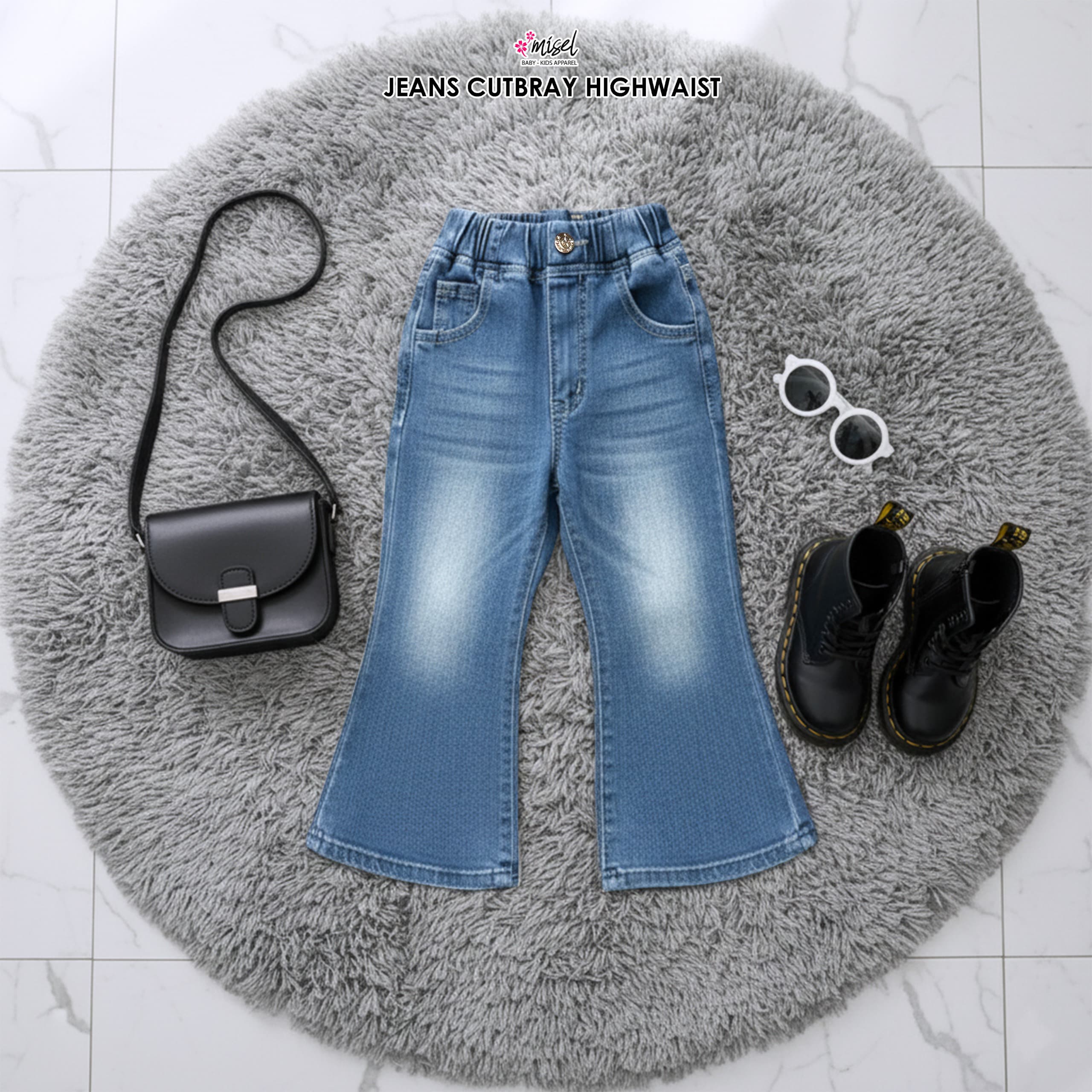 MS 33.2 JUN LIGHT BLUE JEANS CUTBRAY HIGHWAIST BY MISEL