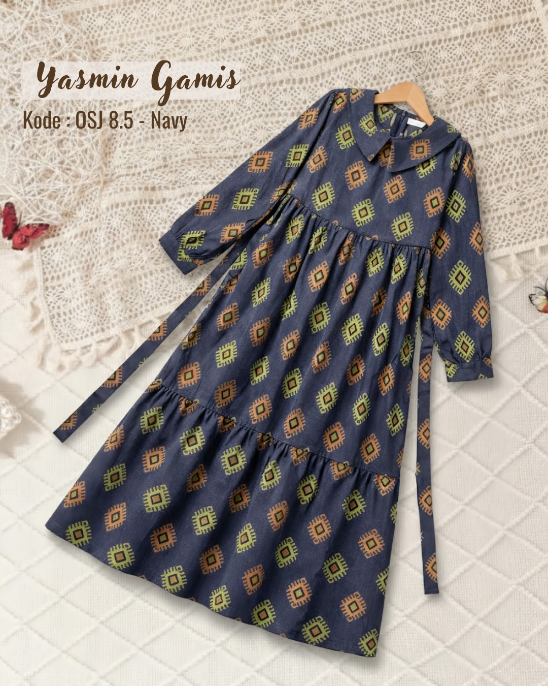 OSJ 8.5 SB YASMIN NAVY CORAK GAMIS BY OSIJU CQ