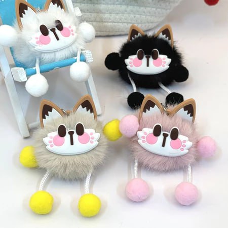 KC 15.7 SERI 10 FOX POMPOM BAG CHARM KEY CHAIN