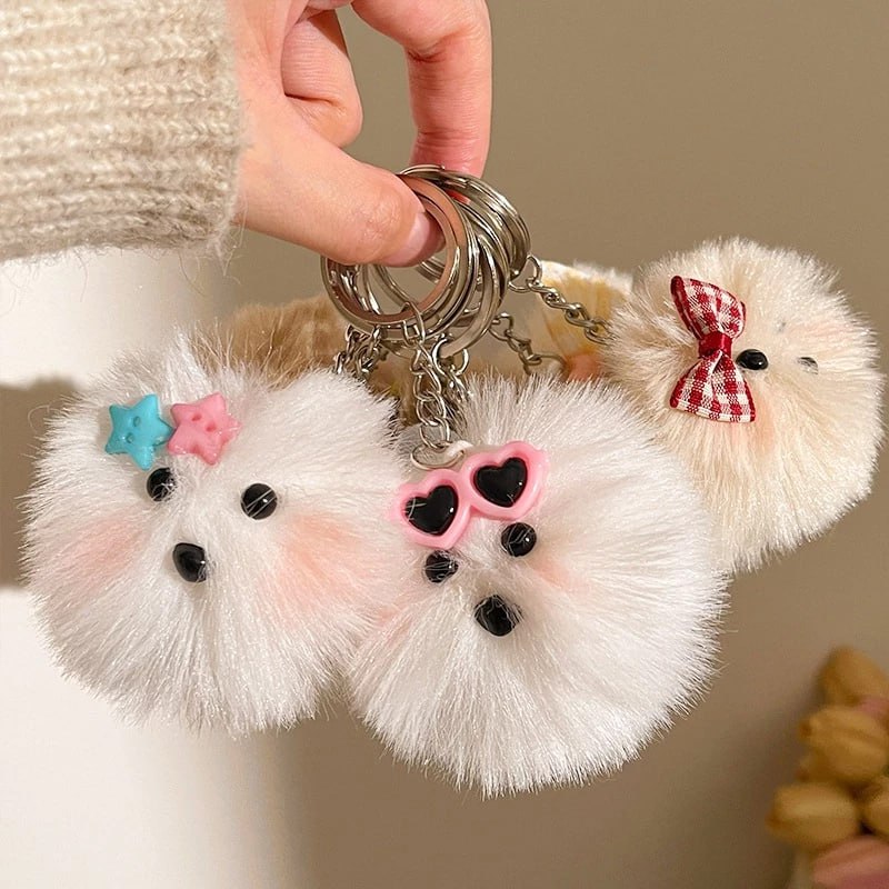 KC 16.3 SERI 11 PUPPY POMPOM BAG CHARM KEY CHAIN