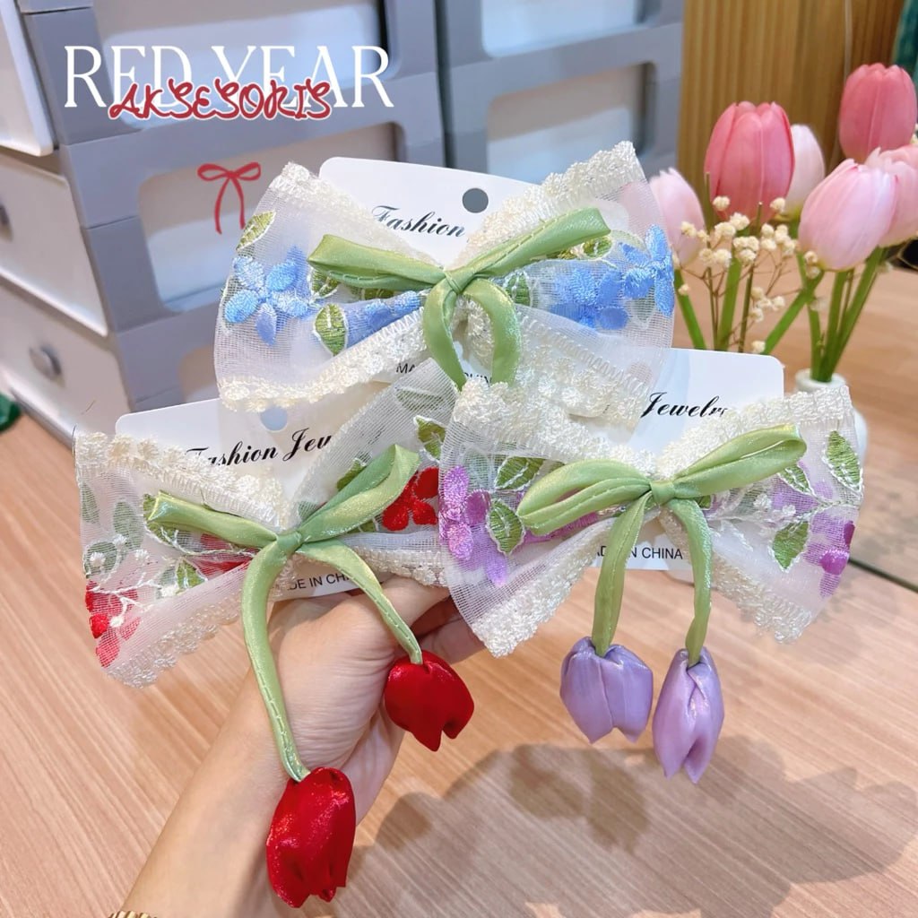 JPR 18.10 SERI 31 TULIP RIBBON RENDA JEPIT RAMBUT SATUAN