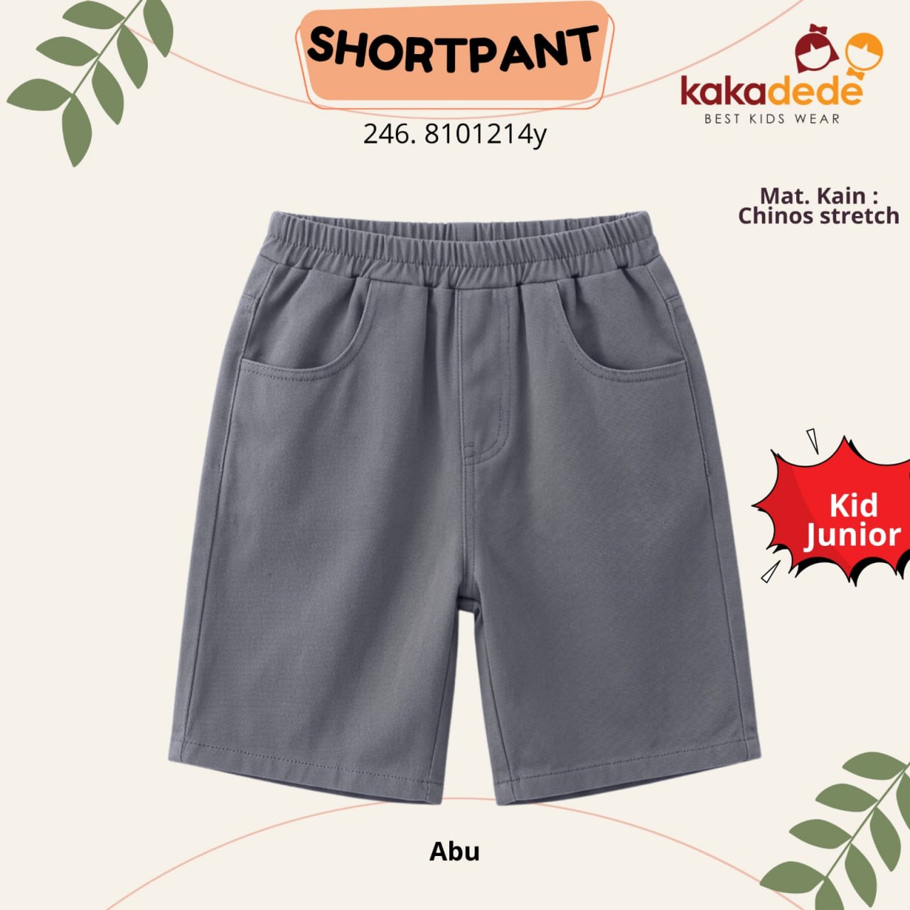 KD 217.4 JUN GREY SHORT PANTS CHINOS BY KAKADEDE