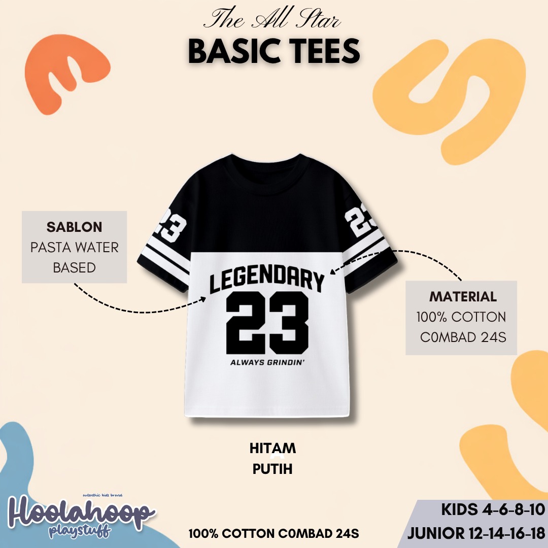 HO 12.1 KIDS WHITE BASIC TEES ALL STAR SERIES BY HOOLAHOOP