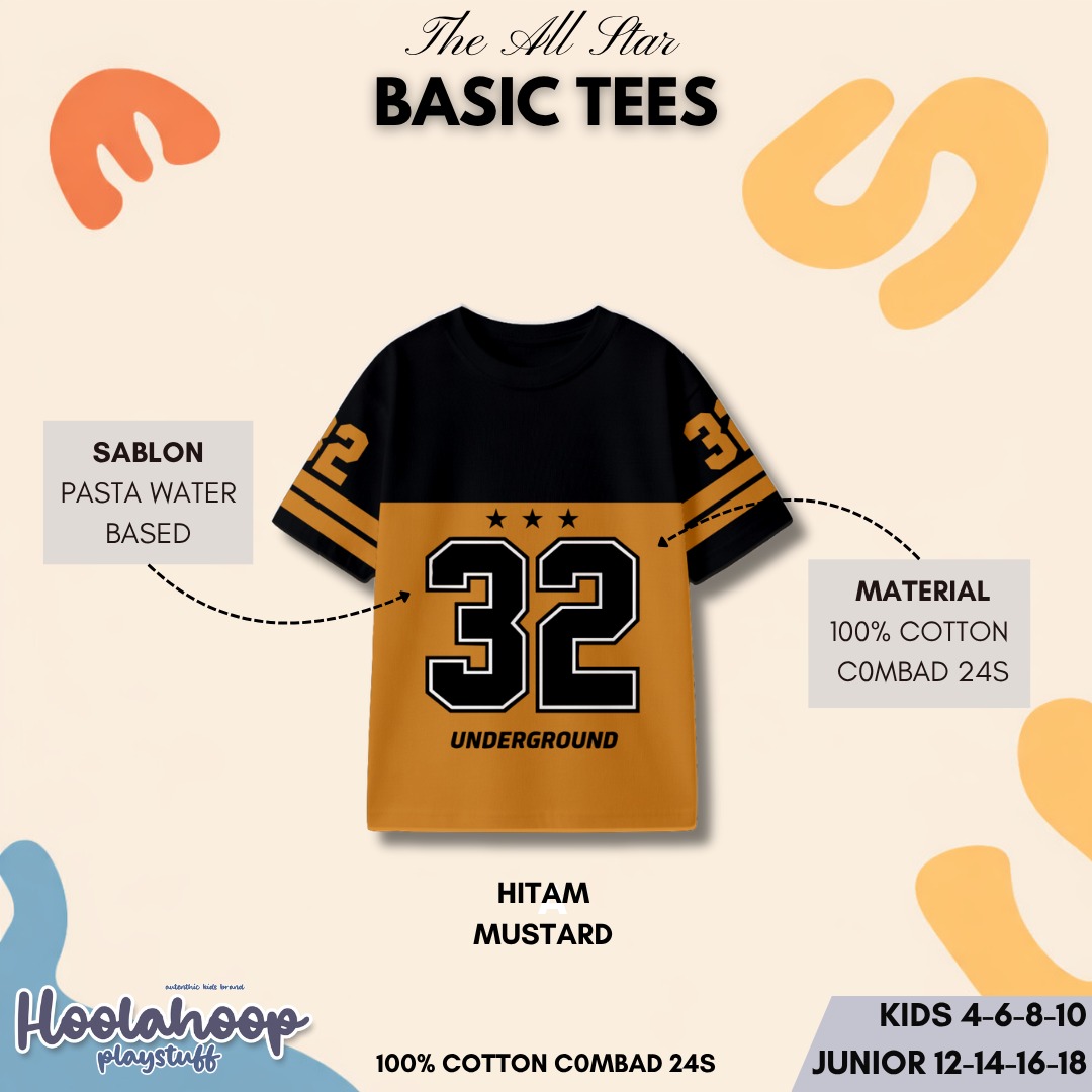 HO 12.4 KIDS MUSTARD BASIC TEES ALL STAR SERIES BY HOOLAHOOP