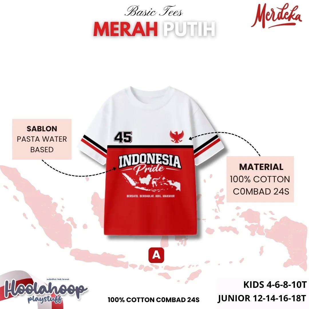 HO 13.1 45 INDONESIA BASIC TEES MERAH PUTIH BY HOOLAHOOP