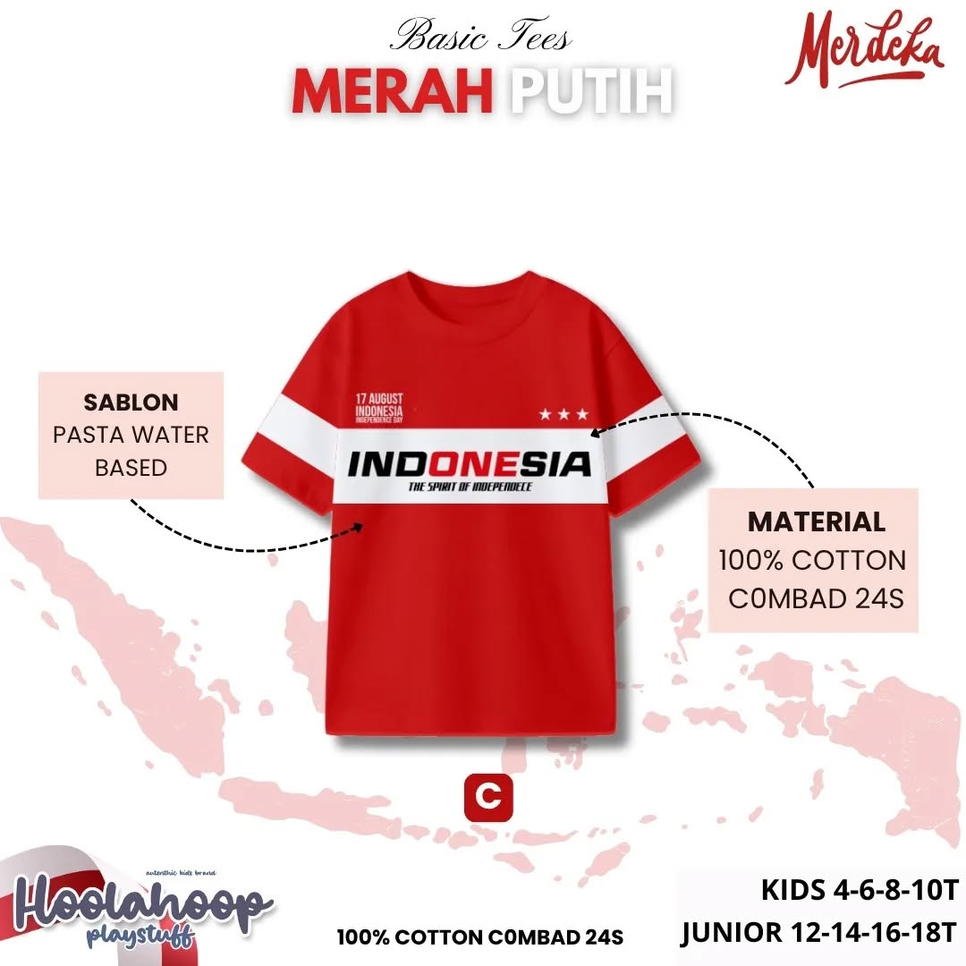 HO 13.3 INDONESIA 17 BASIC TEES MERAH PUTIH BY HOOLAHOOP
