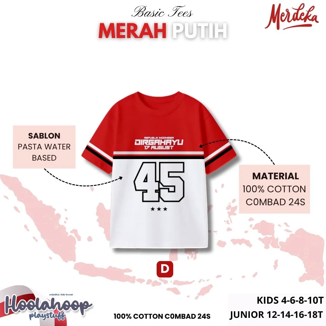 HO 13.4 DIRGAHAYU BASIC TEES MERAH PUTIH BY HOOLAHOOP