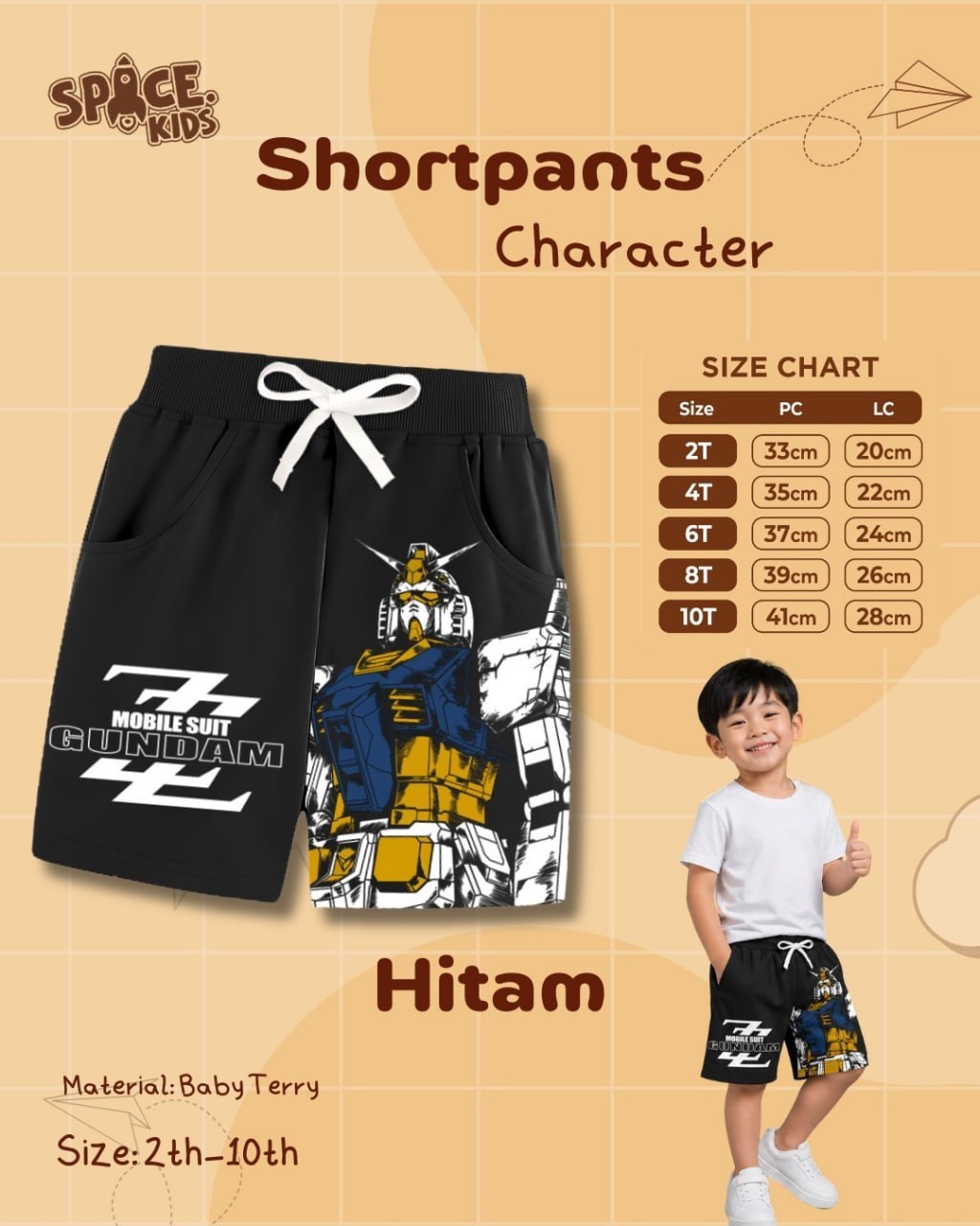 SPC 16.1 BLACK SHORTPANTS CHARACTERBY SPACE KIDS
