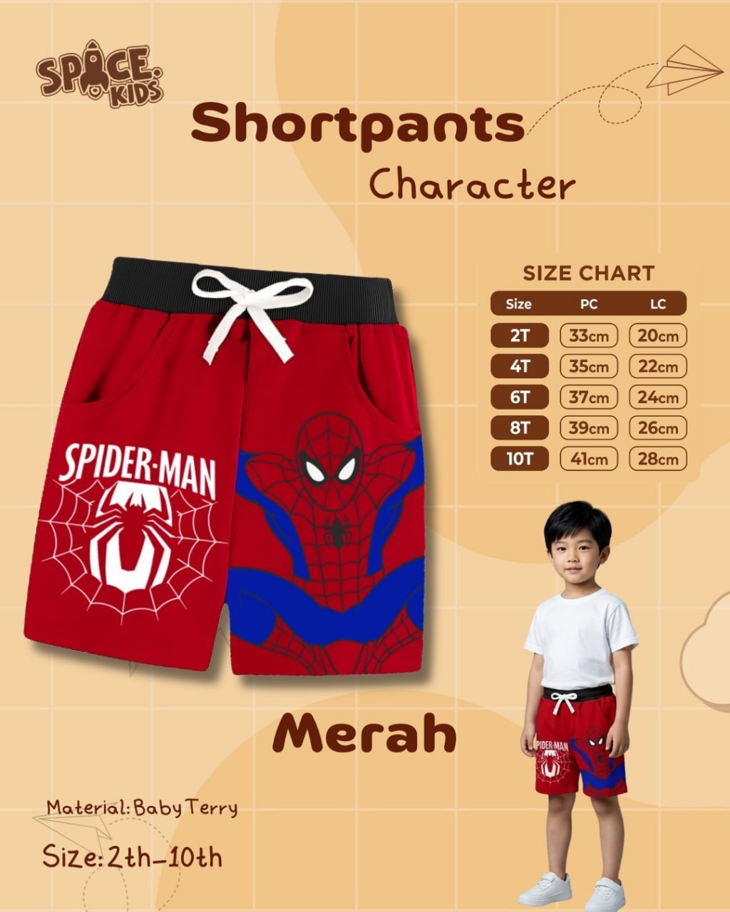 SPC 16.3 RED SHORTPANTS CHARACTERBY SPACE KIDS