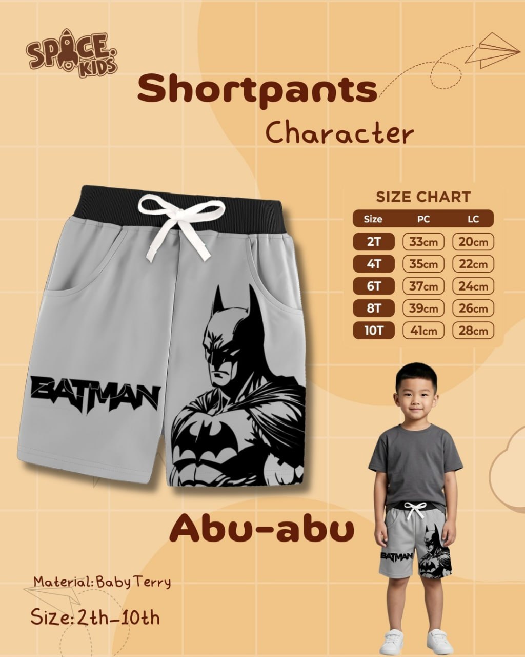 SPC 16.4 GREY SHORTPANTS CHARACTERBY SPACE KIDS