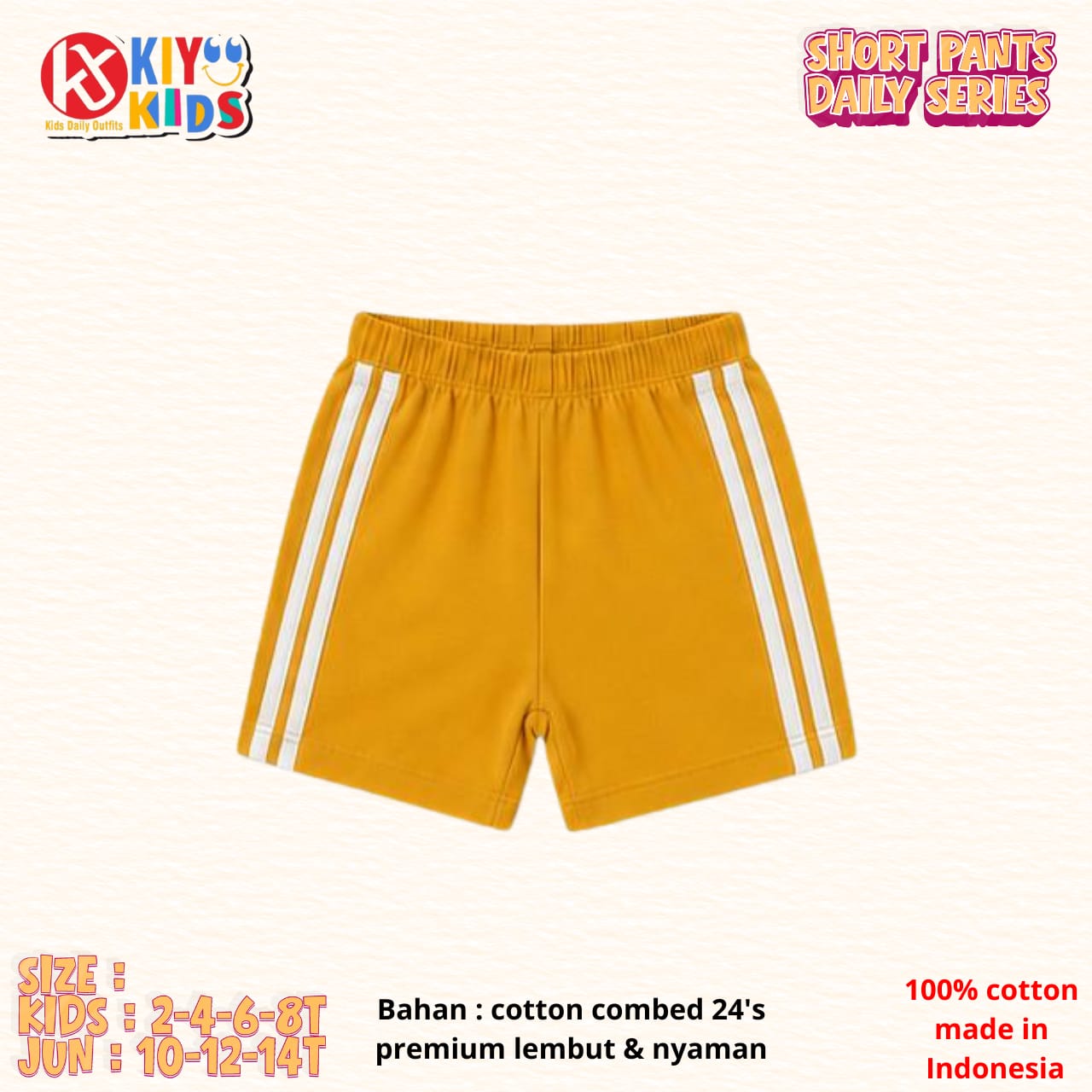 KIYO 16.6 KIDS MUSTARD SHORT PANTS DAILY BY KIYO