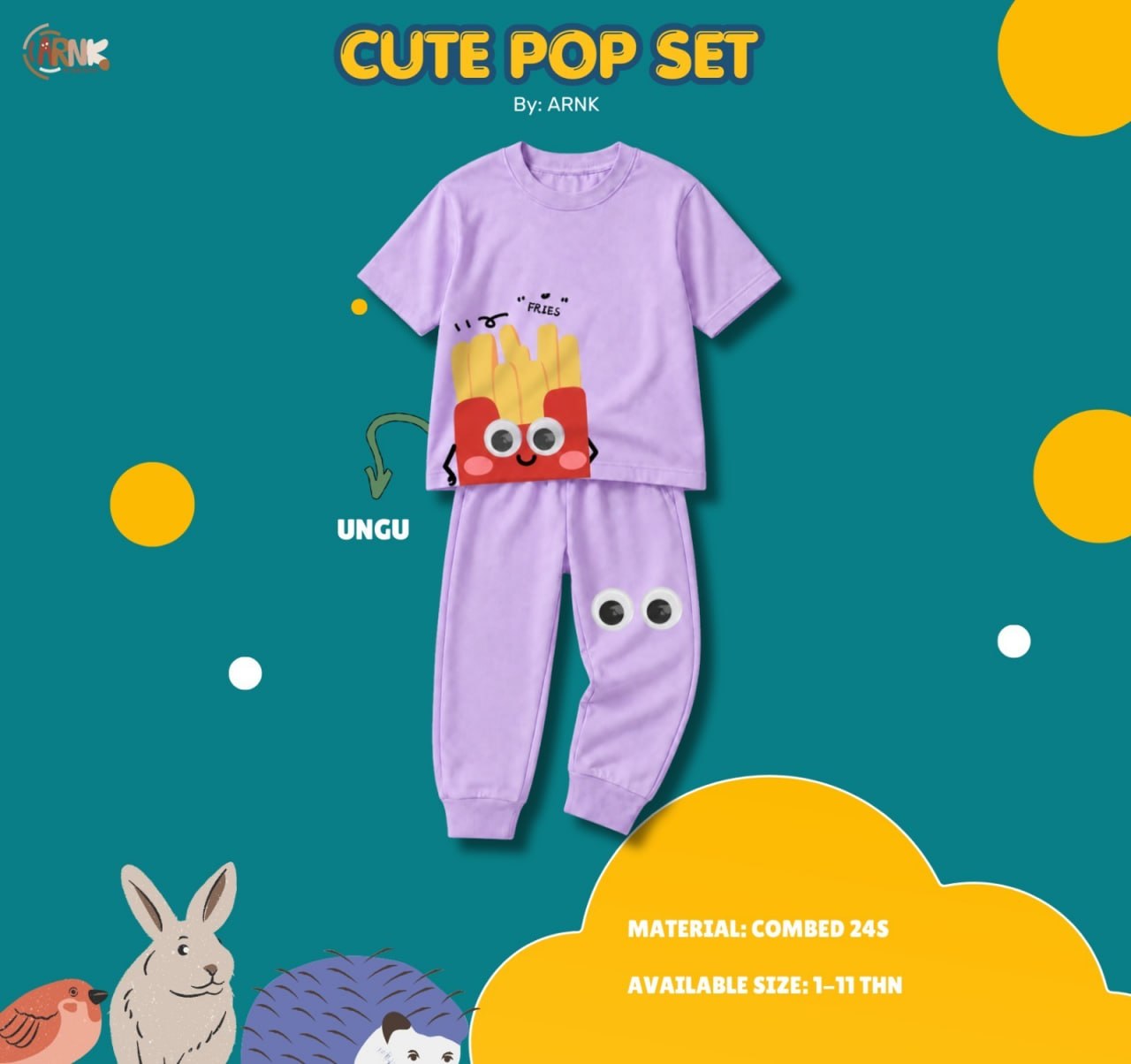ARNK 6.2 PURPLE FRIES KIDS CUTE POP SET BY ARNK