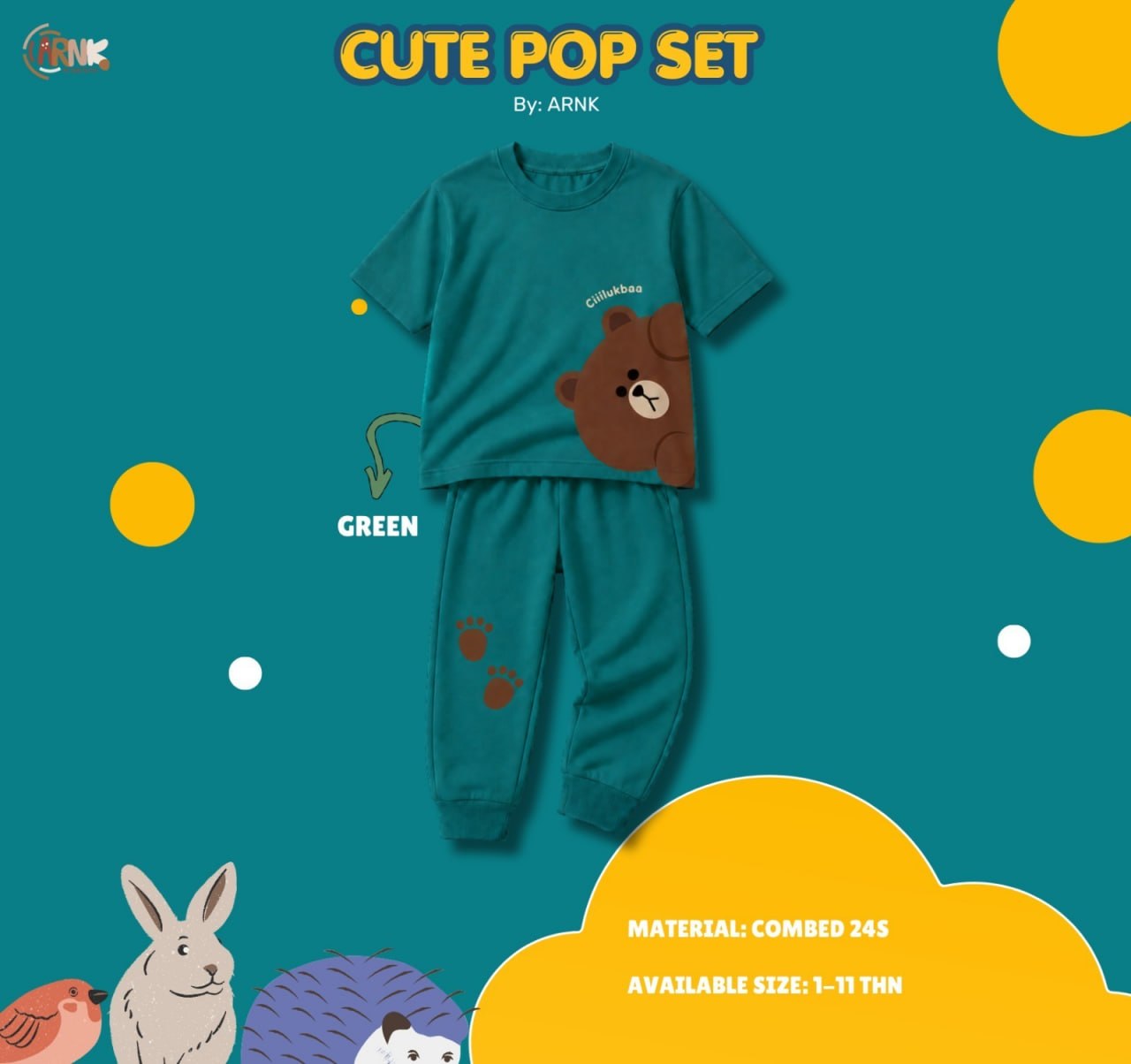 ARNK 6.4 TOSCA BEAR JUN CUTE POP SET BY ARNK