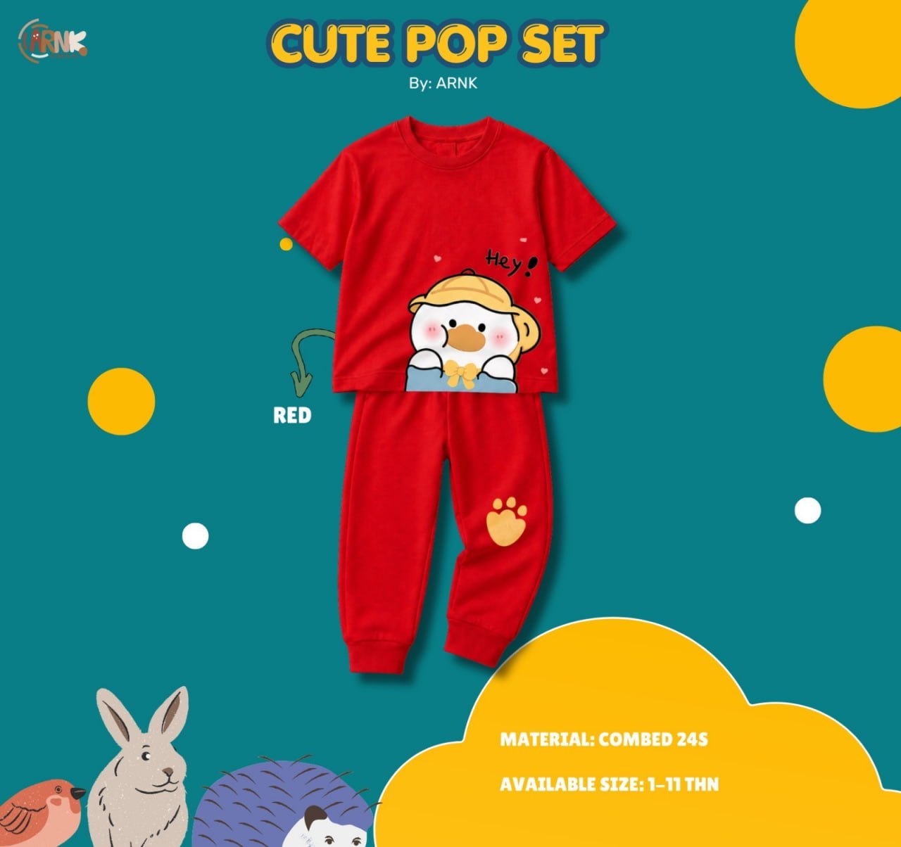 ARNK 6.6 RED DUCK KIDS CUTE POP SET BY ARNK