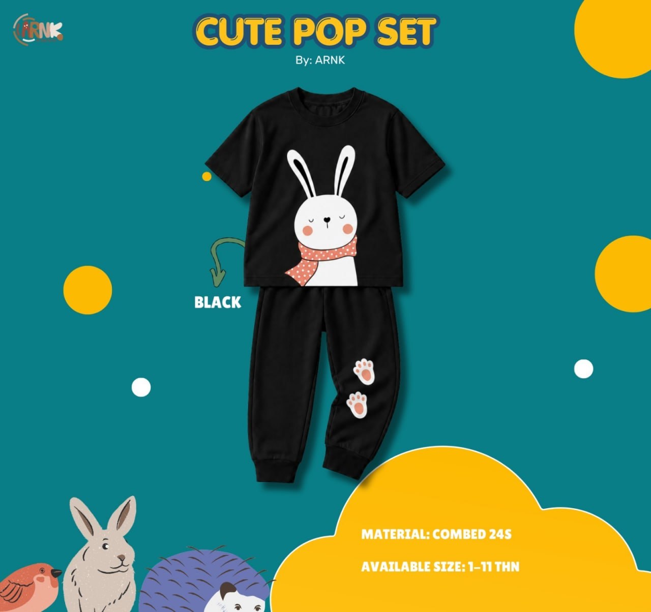 ARNK 6.7 BLACK RABBIT JUN CUTE POP SET BY ARNK 