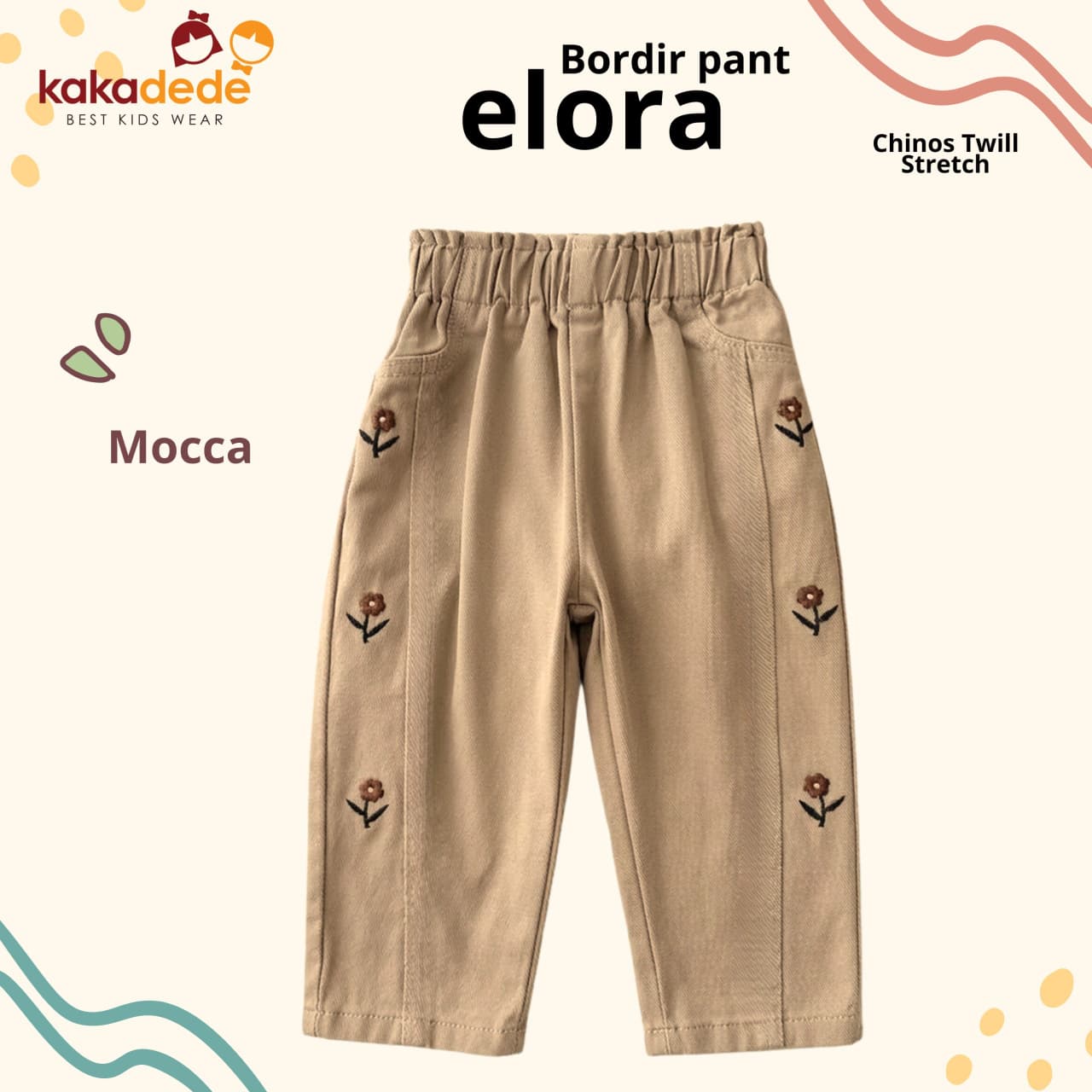 KD 224.2 KIDS MOCCA ELORA BORDIR PANT BY KAKADEDE 